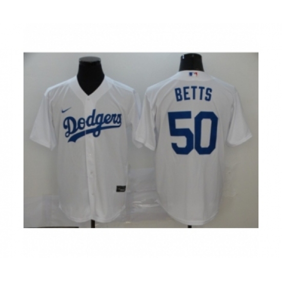 Men's Los Angeles Dodgers #50 Mookie Betts White 2020 Cool Base Jersey - Ujersey