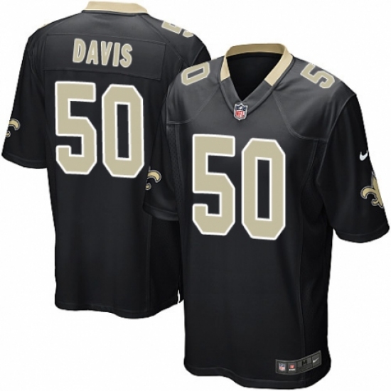 Men's Nike New Orleans Saints #50 DeMario Davis Game Black Team Color NFL Jersey - Ujersey
