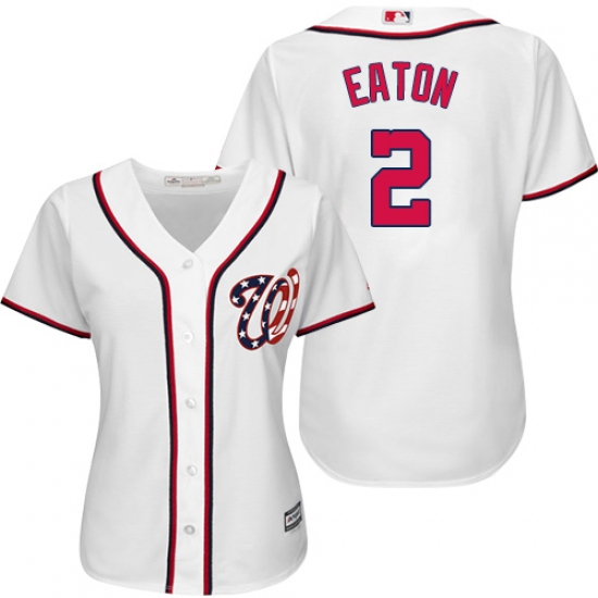 Women's Majestic Washington Nationals #2 Adam Eaton Authentic White Home Cool Base MLB Jersey - Ujersey