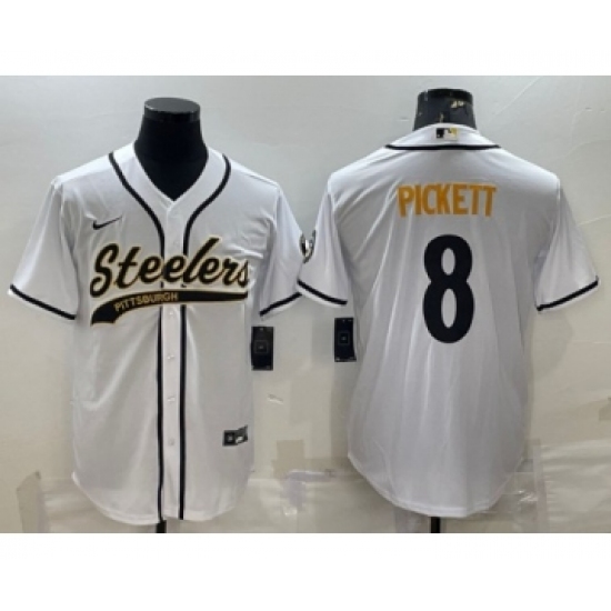 Men's Pittsburgh Steelers #8 Kenny Pickett White Cool Base Stitched Baseball Jersey - Ujersey