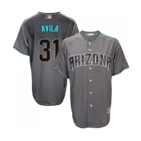 Men's Arizona Diamondbacks #31 Alex Avila Replica Gray Turquoise Cool Base Baseball Jersey - Ujersey