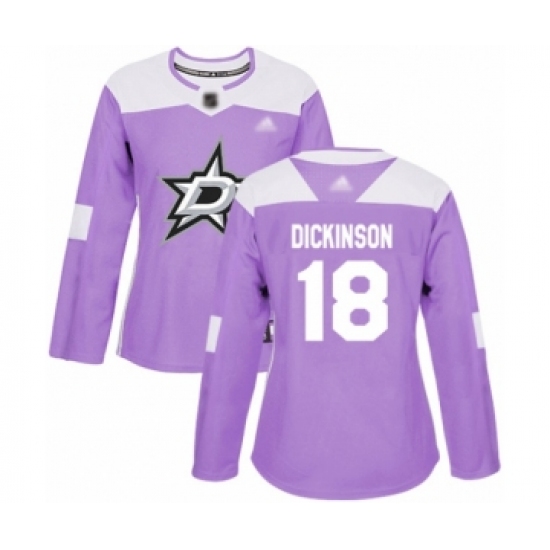 Women's Dallas Stars #18 Jason Dickinson Authentic Purple Fights Cancer Practice Hockey Jersey - Ujersey