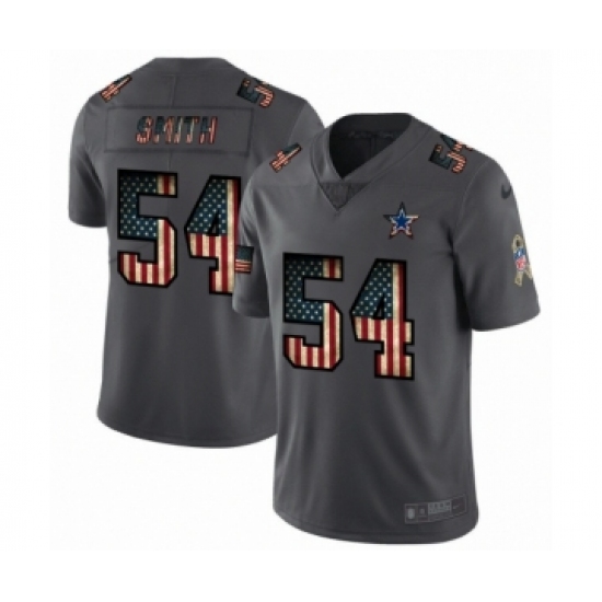 Men's Dallas Cowboys #54 Jaylon Smith Limited Black USA Flag 2019 Salute To Service Football Jersey - Ujersey
