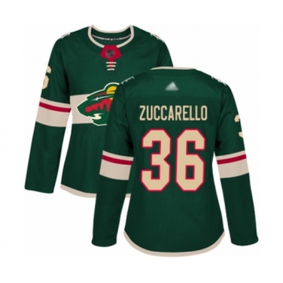 Women's Minnesota Wild #36 Mats Zuccarello Authentic Green Home Hockey Jersey