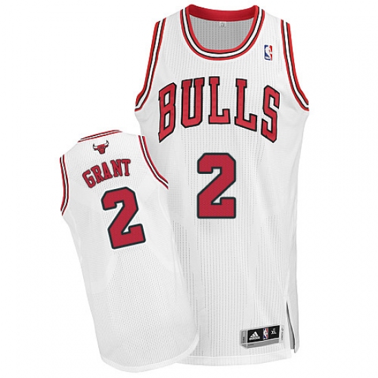 Men's Adidas Chicago Bulls #2 Jerian Grant Authentic White Home NBA Jersey - Ujersey