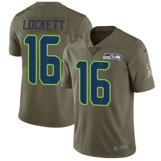 Men's Nike Seattle Seahawks #16 Tyler Lockett Limited Olive 2017 Salute to Service NFL Jersey - Ujersey