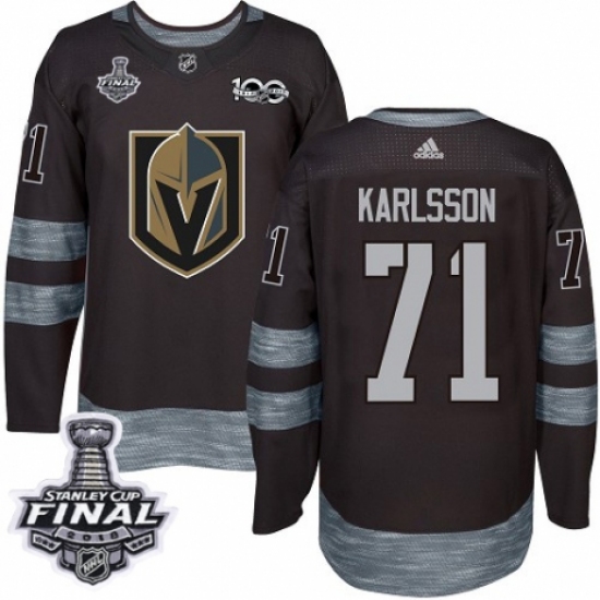 Men's Adidas Vegas Golden Knights #71 William Karlsson Authentic Black 1917-2017 100th Anniversary 2018 Stanley Cup Final NHL Jersey - Ujersey
