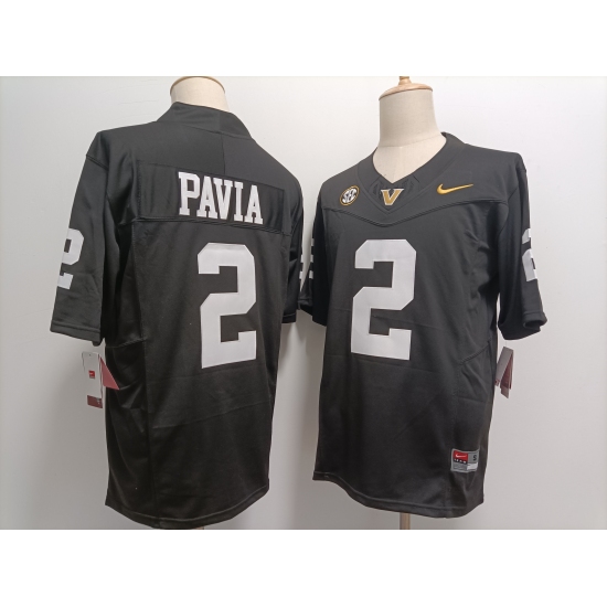 Men's Vanderbilt Commodores #2 Diego Pavia Black FUSE College Football Jersey - Ujersey