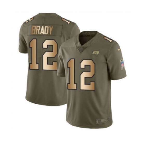Men's Tampa Bay Buccaneers #12 Tom Brady Olive Gold Limited 2017 Salute To Service Jersey - Ujersey