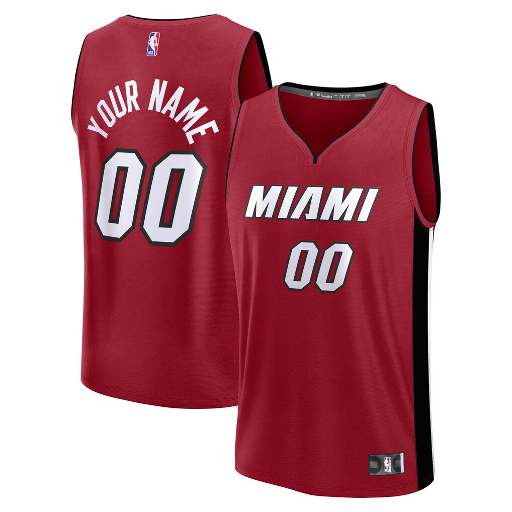 Men's Miami Heat Fanatics Red Fast Break Custom Jersey - Icon Edition - U-jersey