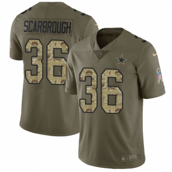 Youth Nike Dallas Cowboys #36 Bo Scarbrough Limited Olive/Camo 2017 Salute to Service NFL Jersey - Ujersey
