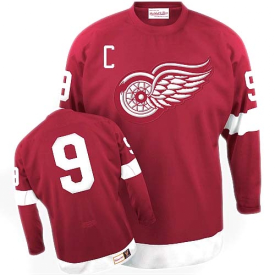Men's Mitchell and Ness Detroit Red Wings #9 Gordie Howe Premier Red Throwback NHL Jersey - Ujersey