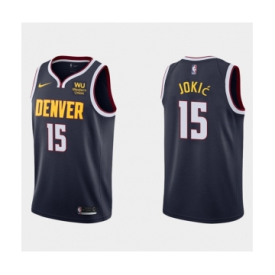 Men's Denver Nuggets #15 Nikola Jokic Navy Icon Edition Stitched Jersey - Ujersey