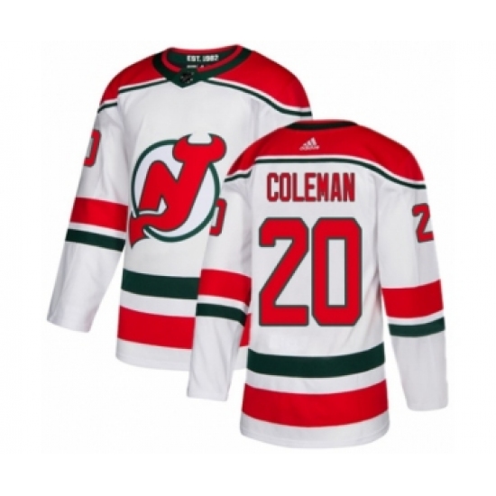 Men's Adidas New Jersey Devils #20 Blake Coleman Authentic White Alternate NHL Jersey - Ujersey