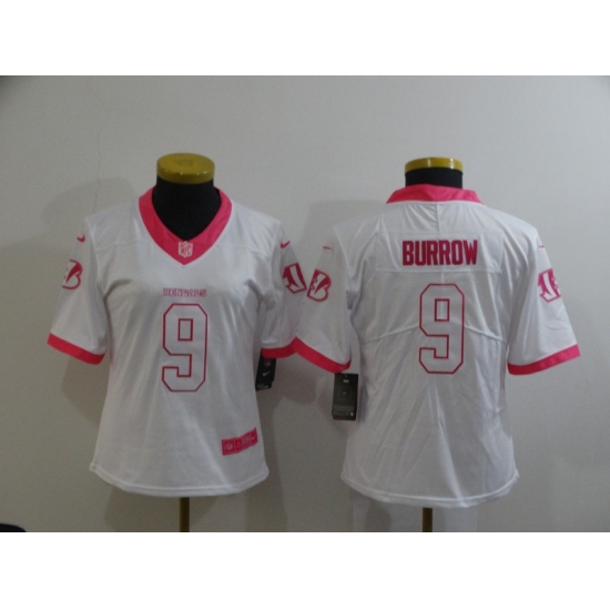 Women's Nike Cincinnati Bengals #9 Joe Burrow Color Rush Limited White Jersey - Ujersey