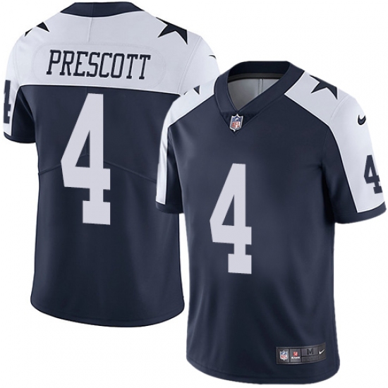 Men's Nike Dallas Cowboys #4 Dak Prescott Navy Blue Throwback Alternate Vapor Untouchable Limited Player NFL Jersey - Ujersey