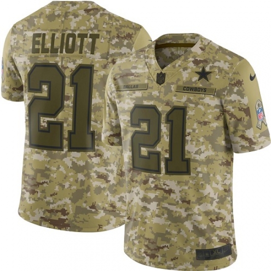 Youth Nike Dallas Cowboys #21 Ezekiel Elliott Limited Camo 2018 Salute to Service NFL Jersey - Ujersey