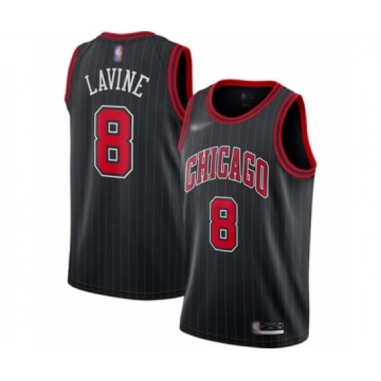 Men's Chicago Bulls #8 Zach LaVine Authentic Black Finished Basketball Jersey - Statement Edition - Ujersey