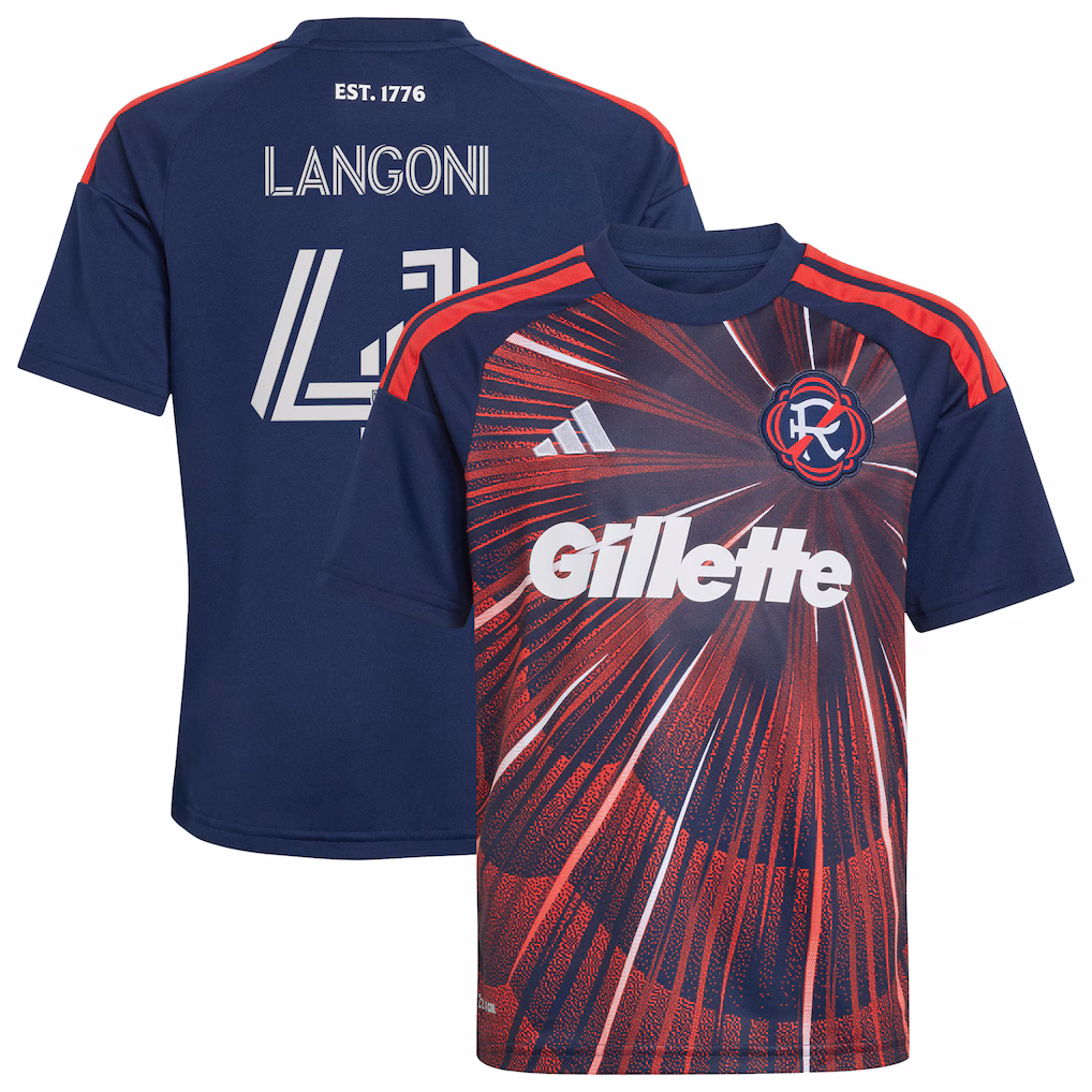 Youth New England Revolution Luca Langoni adidas Blue 2026 Independence Day Replica Jersey