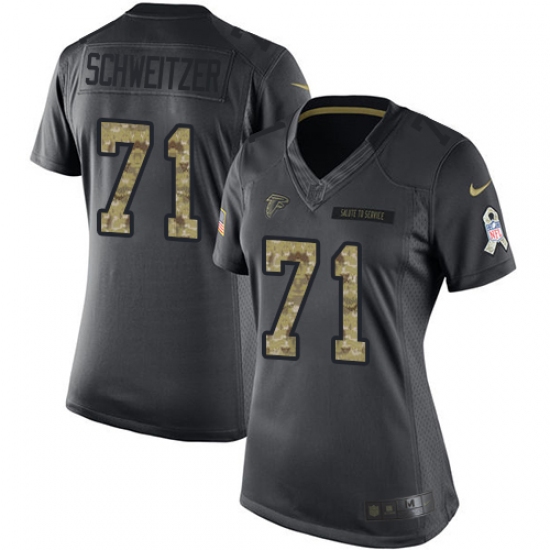 Women's Nike Atlanta Falcons #71 Wes Schweitzer Limited Black 2016 Salute to Service NFL Jersey - Ujersey