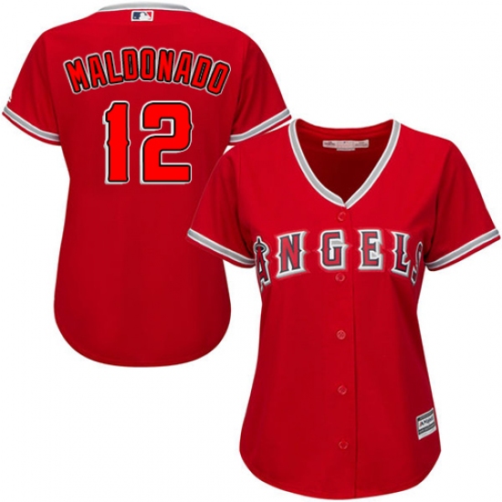 Women's Majestic Los Angeles Angels of Anaheim #12 Martin Maldonado Authentic Red Alternate MLB Jersey - Ujersey