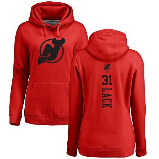 NHL Women's Adidas New Jersey Devils #31 Eddie Lack Red One Color Backer Pullover Hoodie - Ujersey