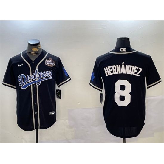 Men's Los Angeles Dodgers #8 Enrique Hernández Black 2024 World Series Cool Base Stitched Baseball Jersey - Ujersey