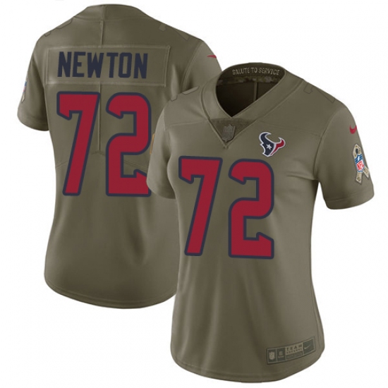 Women's Nike Houston Texans #72 Derek Newton Limited Olive 2017 Salute to Service NFL Jersey - Ujersey