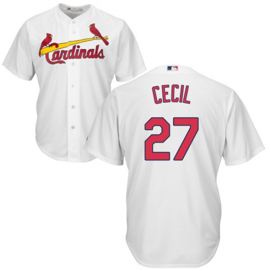 Youth Majestic St. Louis Cardinals #27 Brett Cecil Authentic White Home Cool Base MLB Jersey