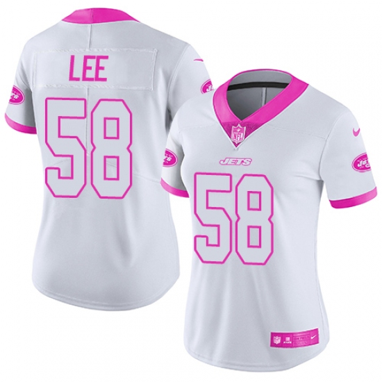 Women's Nike New York Jets #58 Darron Lee Limited White/Pink Rush Fashion NFL Jersey - Ujersey