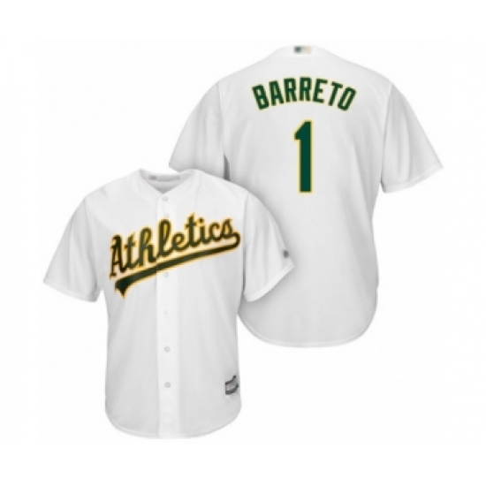 Youth Oakland Athletics #1 Franklin Barreto Authentic White Home Cool Base Baseball Player Jersey - Ujersey