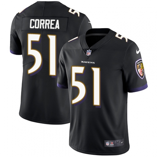 Youth Nike Baltimore Ravens #51 Kamalei Correa Black Alternate Vapor Untouchable Limited Player NFL Jersey - Ujersey