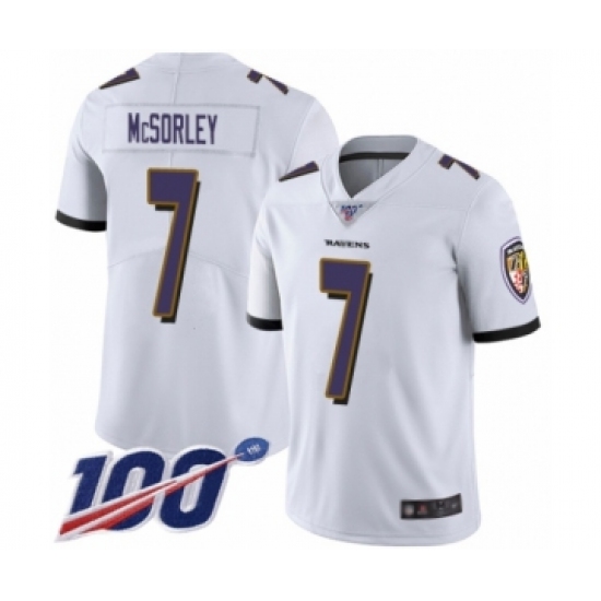 Men's Baltimore Ravens #7 Trace McSorley White Vapor Untouchable Limited Player 100th Season Football Jersey - Ujersey