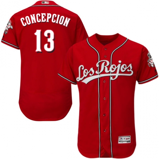 Men's Majestic Cincinnati Reds #13 Dave Concepcion Red Los Rojos Flexbase Authentic Collection MLB Jersey