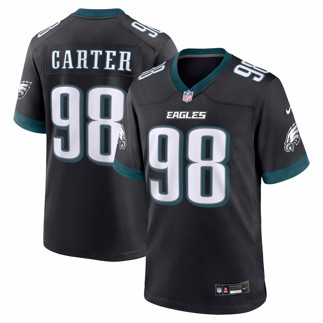 Men's Philadelphia Eagles Jalen Carter Nike Black Alternate Game Player Jersey - Ujersey