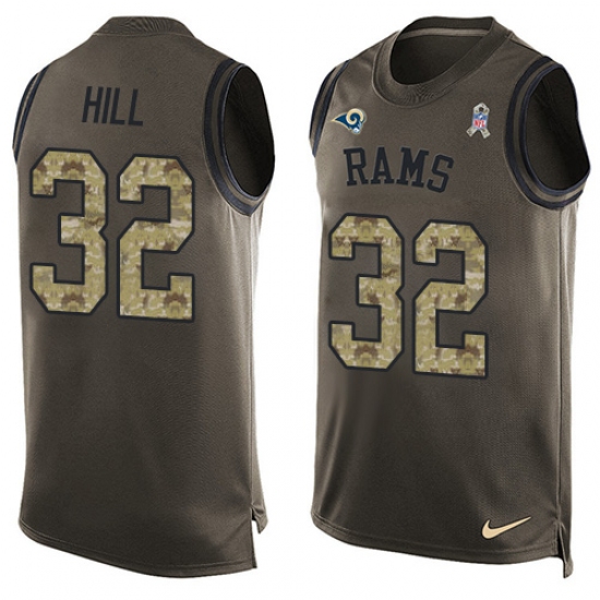 Men's Nike Los Angeles Rams #32 Troy Hill Limited Green Salute to Service Tank Top NFL Jersey - Ujersey