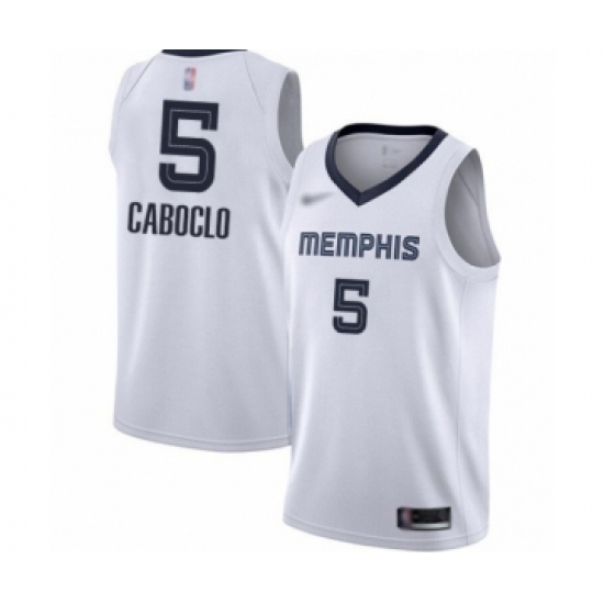 Youth Memphis Grizzlies #5 Bruno Caboclo Swingman White Finished Basketball Jersey - Association Edition - Ujersey