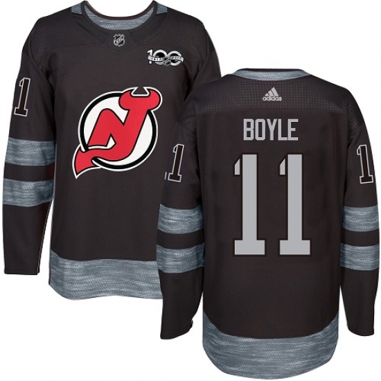 Men's Adidas New Jersey Devils #11 Brian Boyle Authentic Black 1917-2017 100th Anniversary NHL Jersey - Ujersey