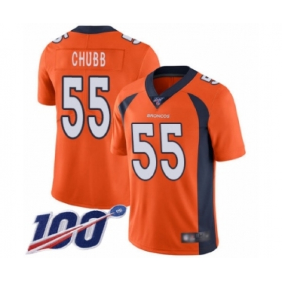 Men's Denver Broncos #55 Bradley Chubb Orange Team Color Vapor Untouchable Limited Player 100th Season Football Jersey - Ujersey