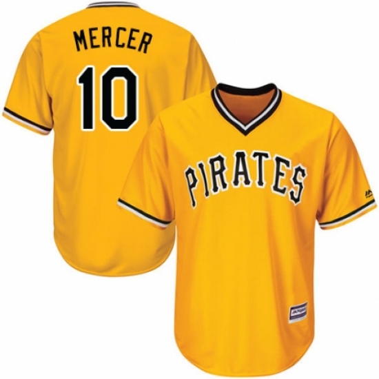 Men's Majestic Pittsburgh Pirates #10 Jordy Mercer Replica Gold Alternate Cool Base MLB Jersey - Ujersey