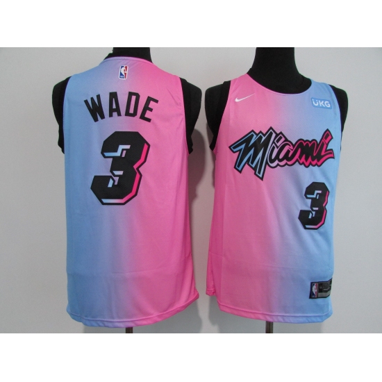 Men's Miami Heat #3 Dwyane Wade Pink-Blue Swingman Basketball Jersey - Ujersey