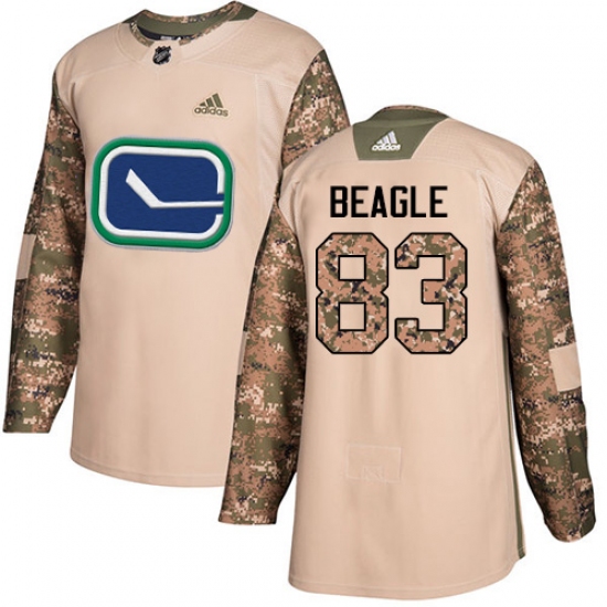 Men's Adidas Vancouver Canucks #83 Jay Beagle Authentic Camo Veterans Day Practice NHL Jersey - Ujersey