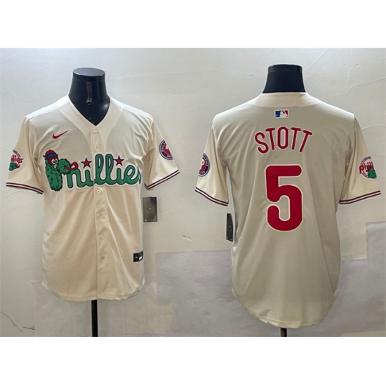 Men's Philadelphia Phillies #5 Bryson Stott Cream Phanatic Limited Stitched Jersey