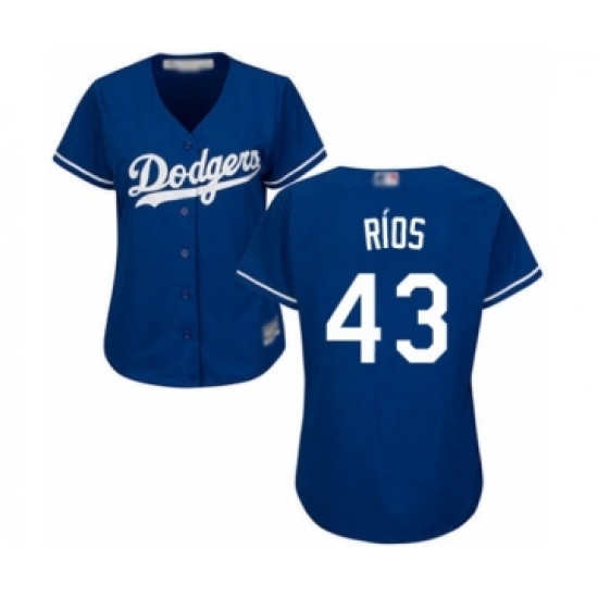 Women's Los Angeles Dodgers #43 Edwin Rios Authentic Royal Blue Alternate Cool Base Baseball Player Jersey - Ujersey