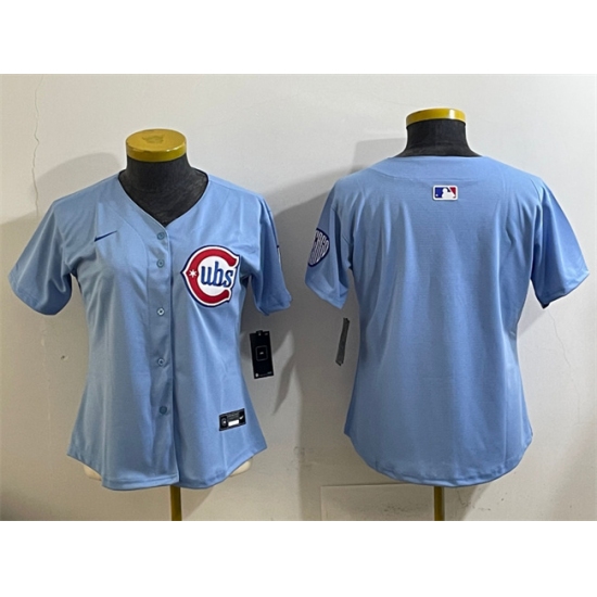 Women's Chicago Cubs Blank Blue 2024 25 2nd Alternatemited Stitched Baseball Jersey(Run Small) - Ujersey