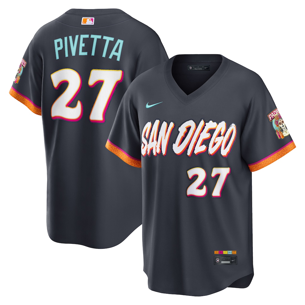Men's San Diego Padres Nick Pivetta Nike Obsidian 2026 City Connect Stadium Jersey - Vujersey Los Angeles Rams