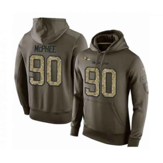 Football Men's Baltimore Ravens #90 Pernell McPhee Green Salute To Service Pullover Hoodie - Ujersey