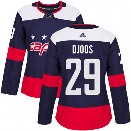 Women's Adidas Washington Capitals #29 Christian Djoos Authentic Navy Blue 2018 Stadium Series NHL Jersey - Ujersey