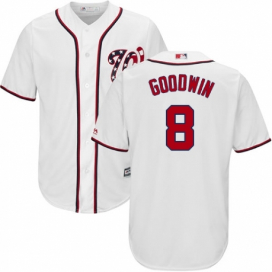 Youth Majestic Washington Nationals #8 Brian Goodwin Replica White Home Cool Base MLB Jersey - Ujersey