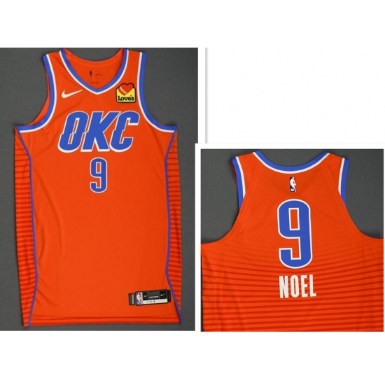 Men's Oklahoma City Thunder #9 Nerlens Noel Orange Statement Edition Stitched Basketball Jersey - Ujersey